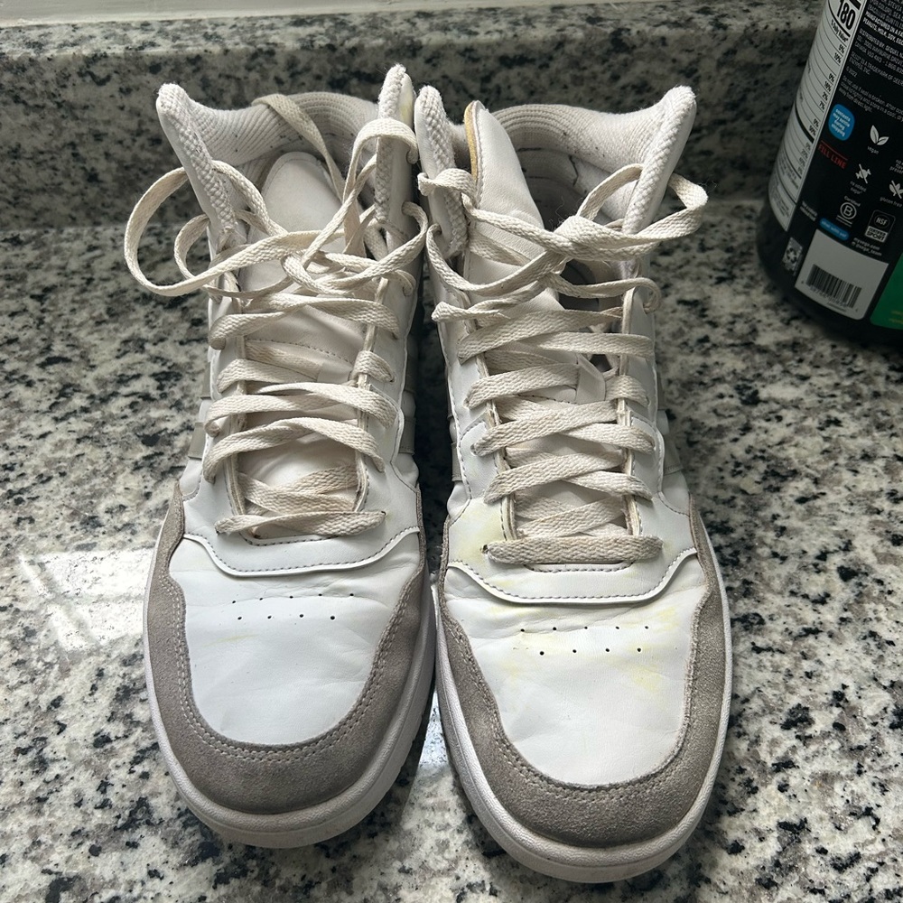 White and Gray High-Top Sneakers